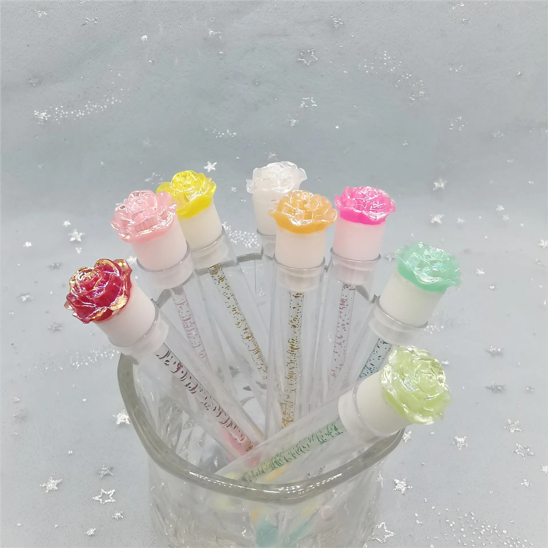 Reusable Eyelash Brush Tube Eyelash Mascara Wands Eyebrow Brush Replaceable Dust-proof Sparkling Luxury Rose Bottom Makeup Tools