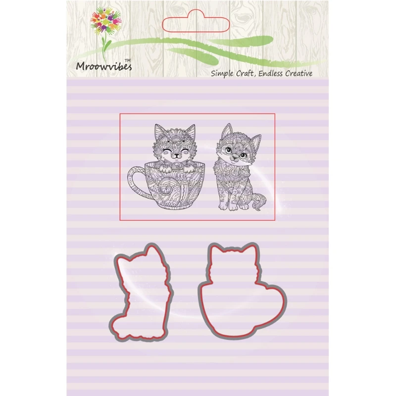 voor Kat Siliconen Duidelijke Stempel + Metalen Stansmessen Stencil Frame Scrapbook Album