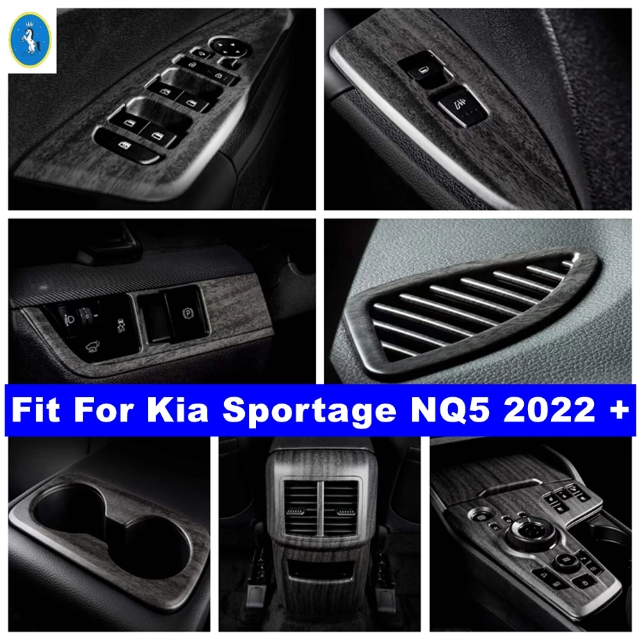 

Peach Wood Look Car Glass Lift Button / Air Outlet / Water Cup Frame Cover Trim For Kia Sportage NQ5 2022 2023 2024 Accessories