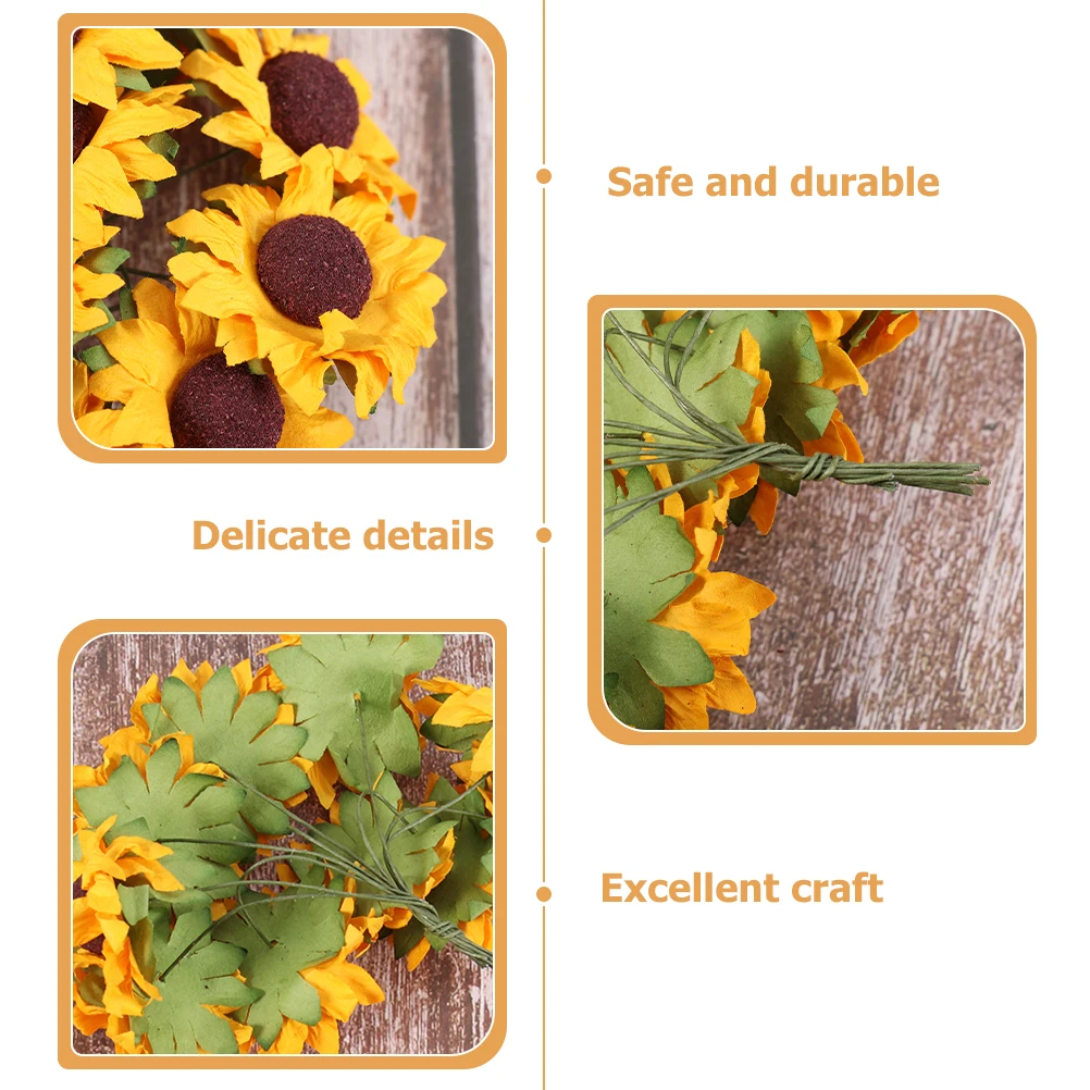 

200 Pcs Wedding Candy Box Decoration Flowers DIY Artificial Sunflower Paper Artifical Iron Decorations