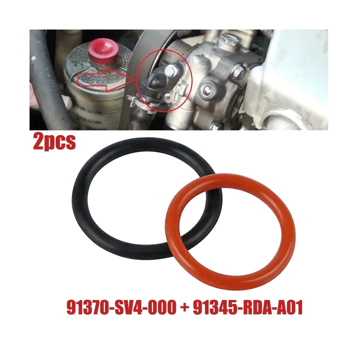 For Power Steering Pump Rubber Inlet & Outlet O-Ring Seals 2 Pcs KIT 91345--A01+91370-SV4-000