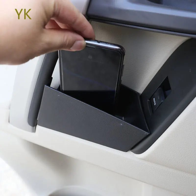 

For Toyota Land Cruiser Prado 150 2010-2019 Interior Car Accessories ABS Black Car Front Door Storage Box Phone Tray