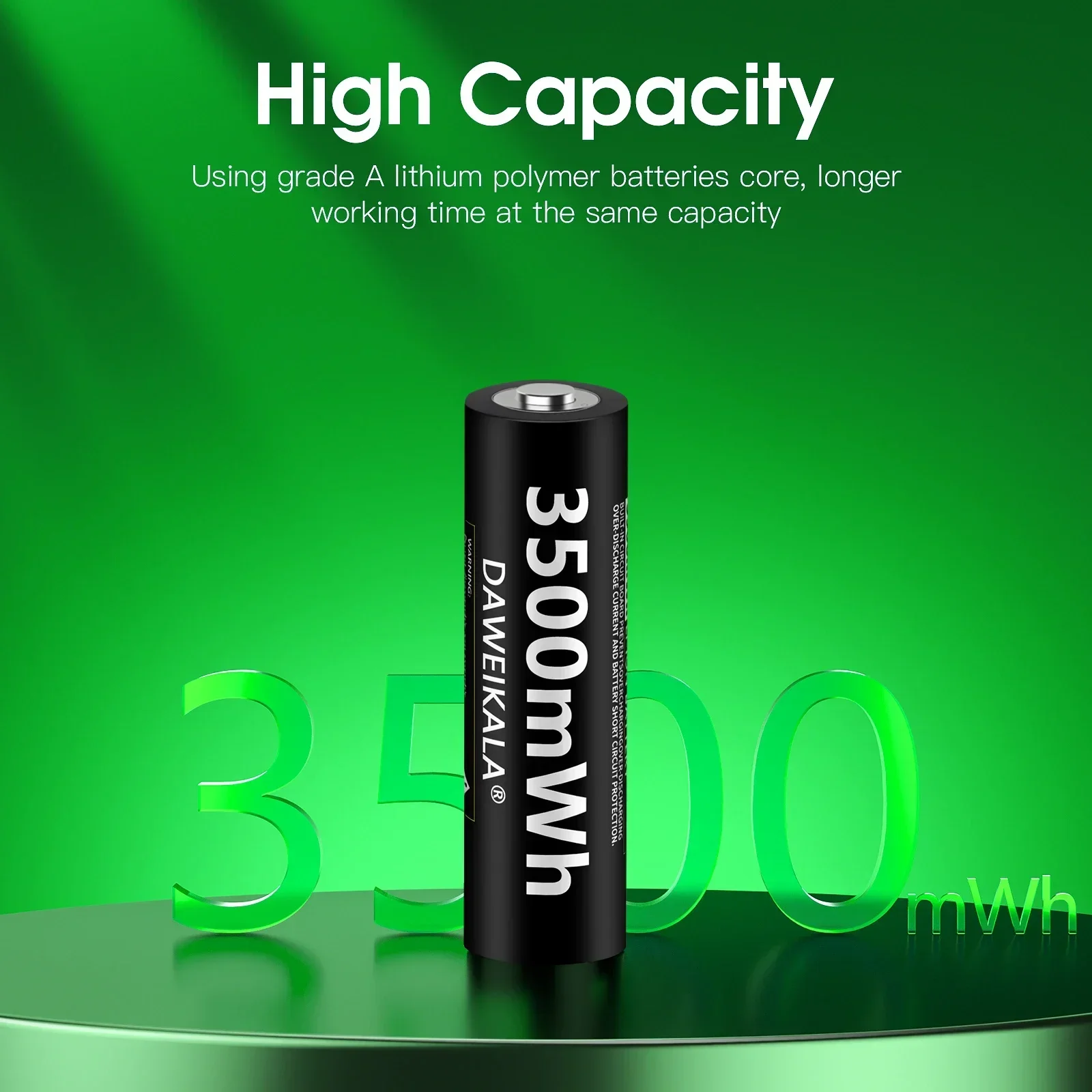 1.5V AA Battery Li ion AA Rechargeable Batteries High capacity 3500mWh For Remote Control Toy Battery Light Fast charging