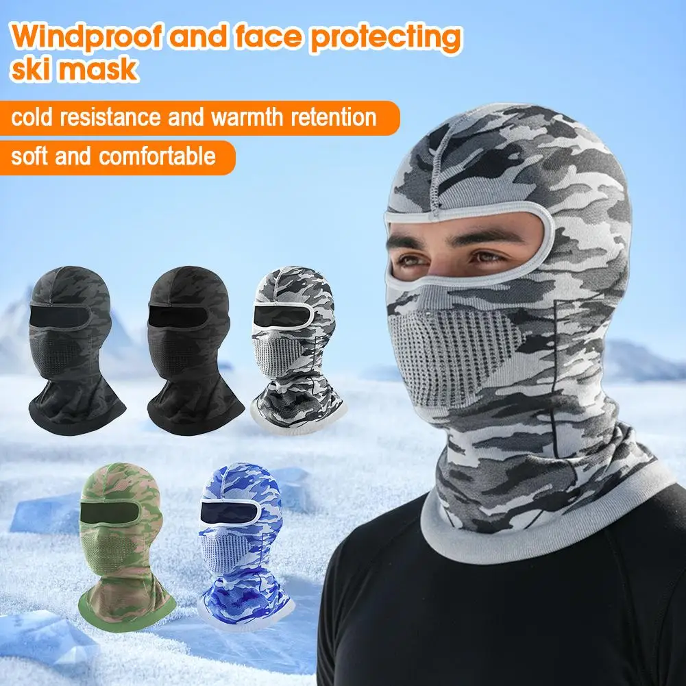 

Камуфляжная вязаная гарнитура, уличная велосипедная мотоциклетная гарнитура, морозостойкая и теплая лыжная маска для рыбалки, альпинизма