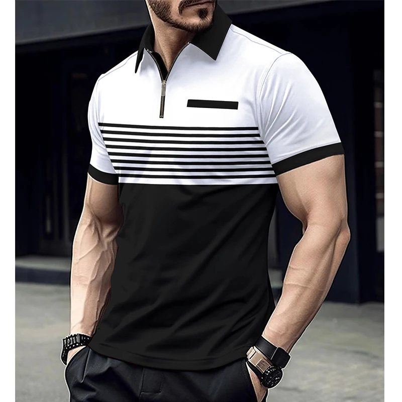 New Polo Shirt Men Summer Stritching Men's Shorts Sleeve Polo S-3XL Men Tee Shirt