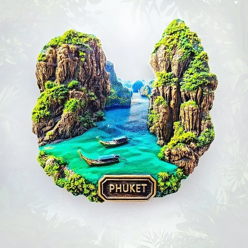 مغناطيس ثلاجة بمناظر طبيعية لجزيرة فوكيت - هدية آسيوية فريدة من نوعها لتزيين الشاطئ والحجر الجيري في تايلاند ثلاثية الأبعاد #1