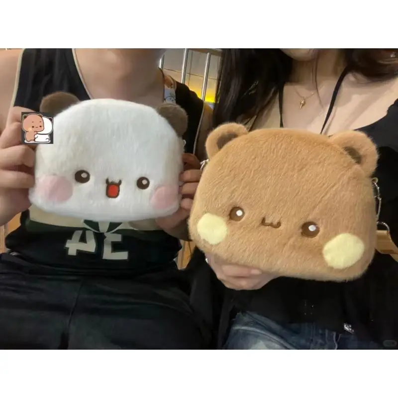 Yier Bubu パンダクマぬいぐるみバックパックアニメ周辺機器かわいい小銭入れショルダーバッグ携帯電話バッグガールフレンドの誕生日プレゼント