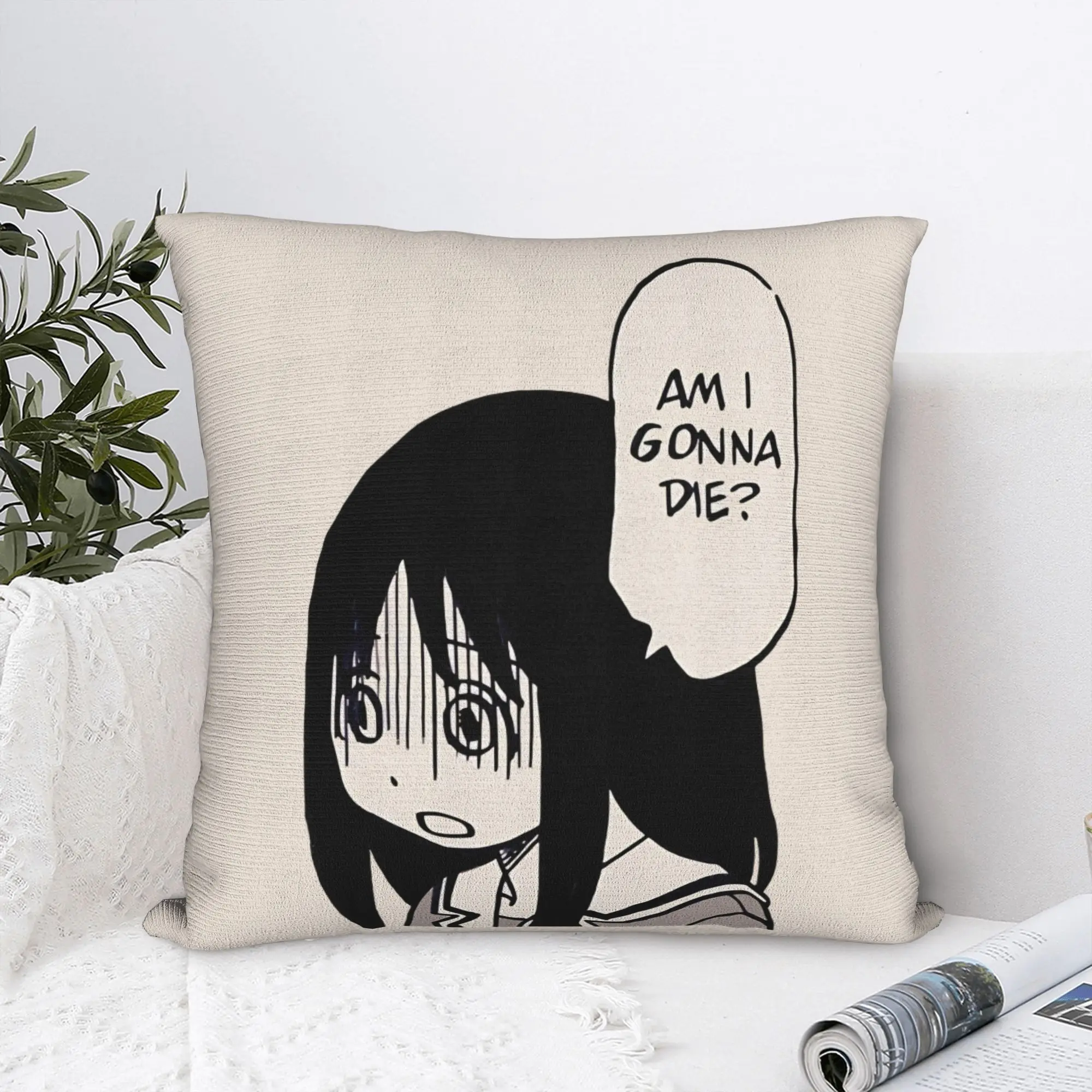 i gonna die  azumanga daioh  Square Pillow Cases  Cushion Covers Customized Polyester Decor Pillowcase for Seat 45*45cm