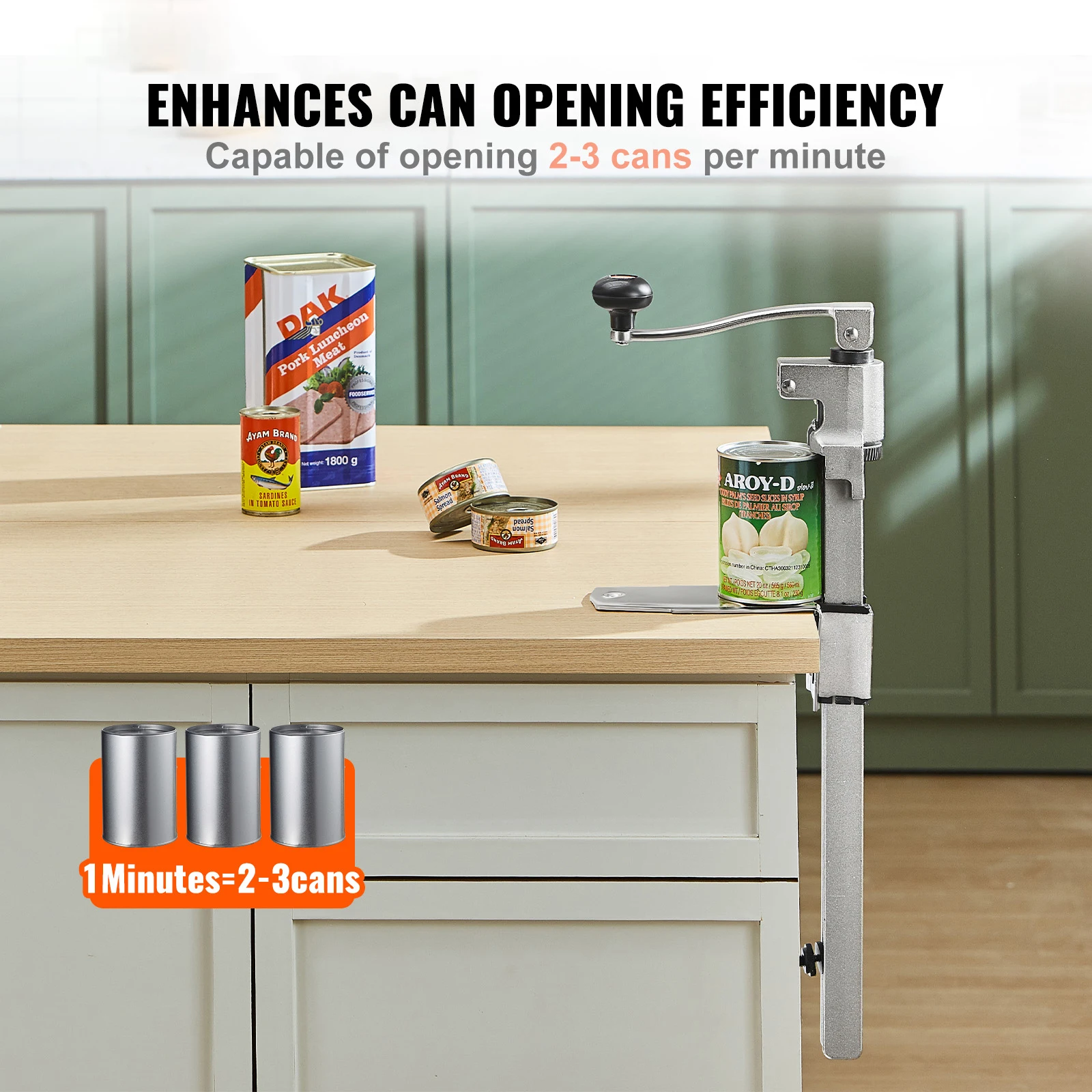 فتاحة علب يدوية من SucceBuy فتاحة طاولة تجارية للعلب الكبيرة فتاحة علب شديدة التحمل مع قاعدة فتاحة ارتفاع قابلة للتعديل للعلبة