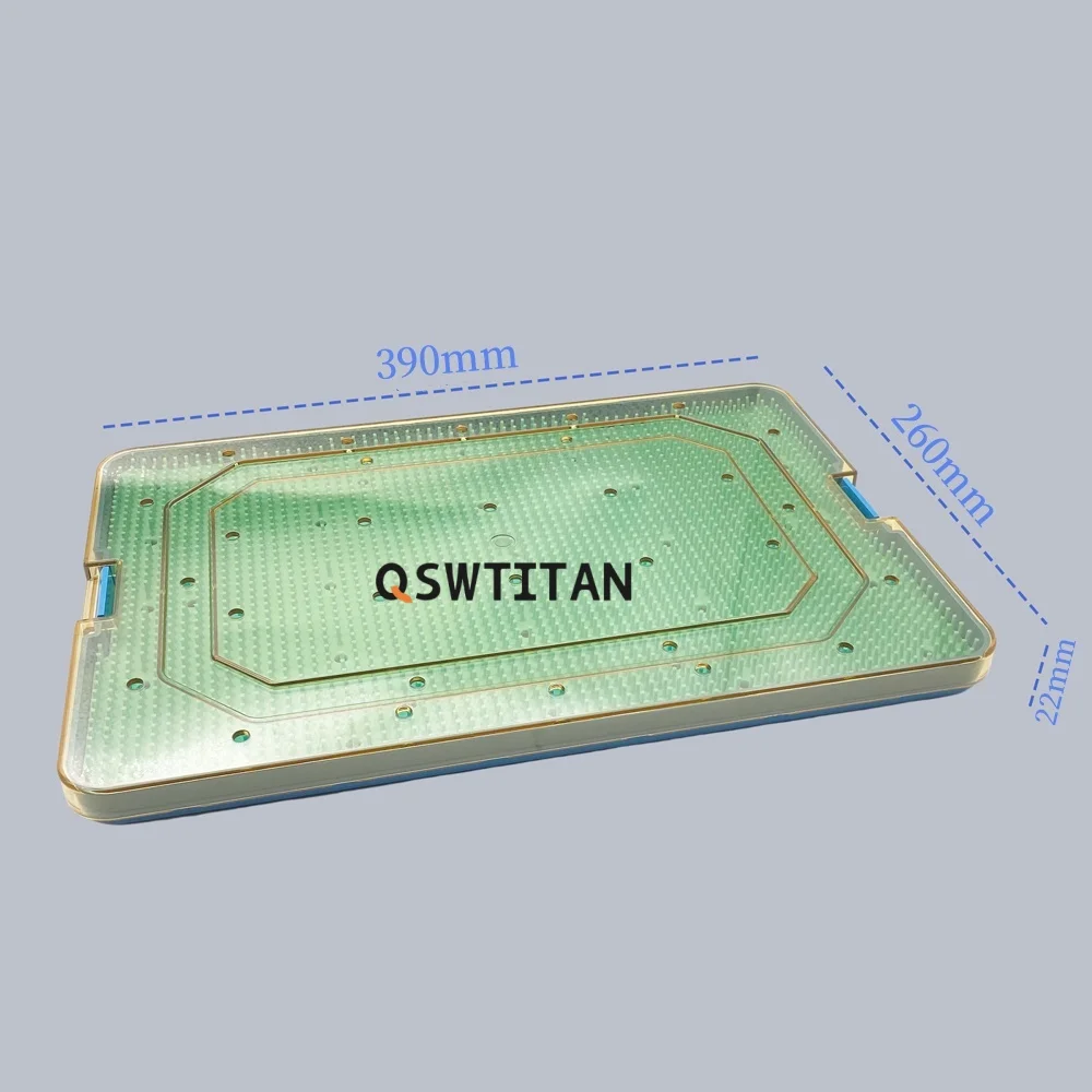 QSWTITAN ถาดฆ่าเชื้อกล่องหม้อนึ่งความดันพร้อมแผ่นซิลิโคนสำหรับเครื่องมือกระดูกและทันตกรรมจักษุวิทยา Autoclaveable