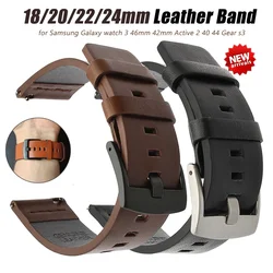 18mm 20mm 22mm 24mm Genuine Leather for Samsung Galaxy Watch 3 46mm 42mm 4 5 Pro Active 2 40 44 for Huawei Watch GT2 3 PRO