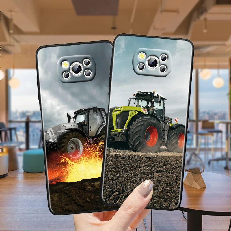 Farm Vehicle Tractor Black Phone Case For Xiaomi Mi Poco X5 X3 Pro X4 F4 F3 GT M5 M5s M4 M3 C55 C50 C40 5G