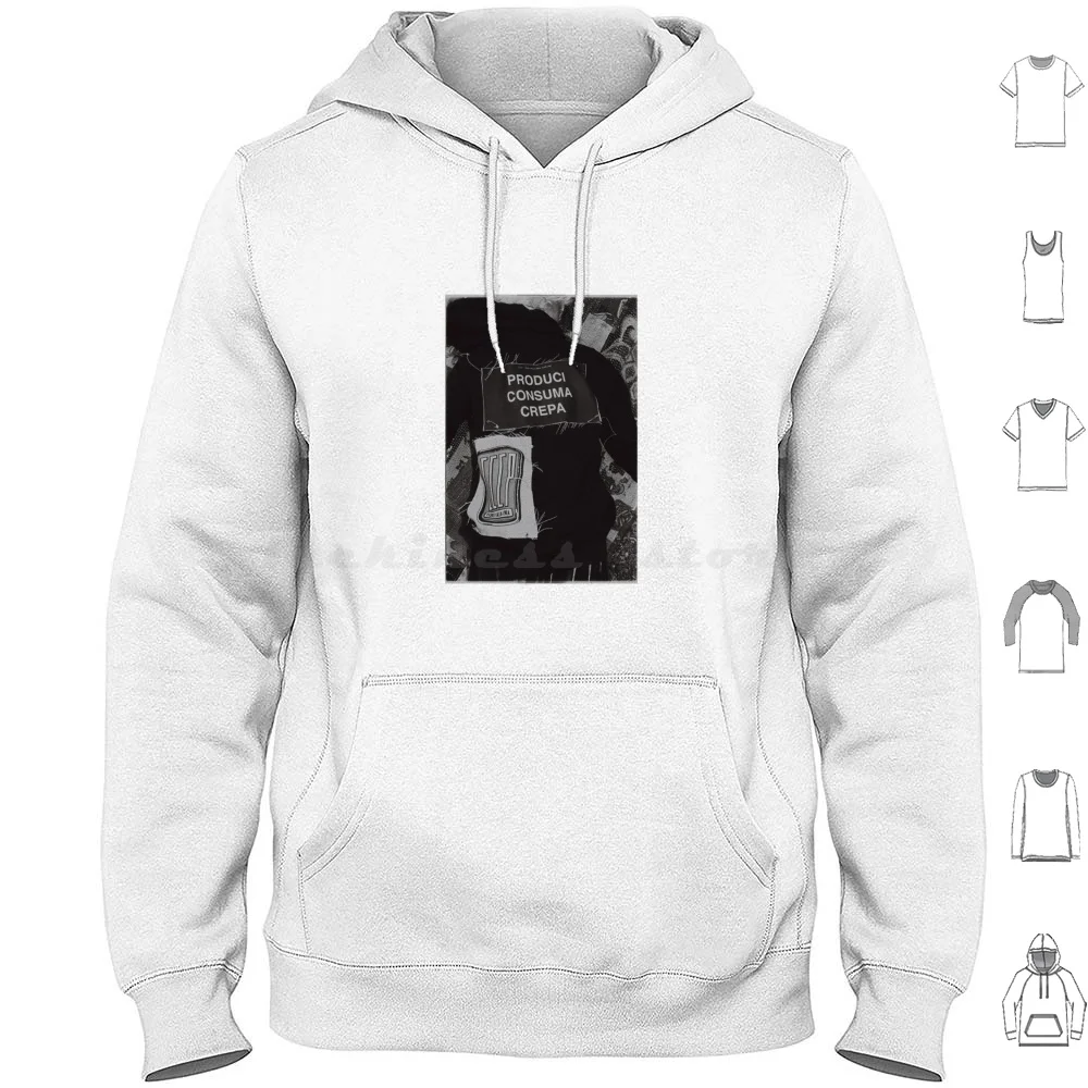 Produci Consuma Crepa Sudaderas con capucha Manga larga Ferretti Música Italia Punk