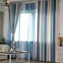 Modern Curtain Blue Stripe