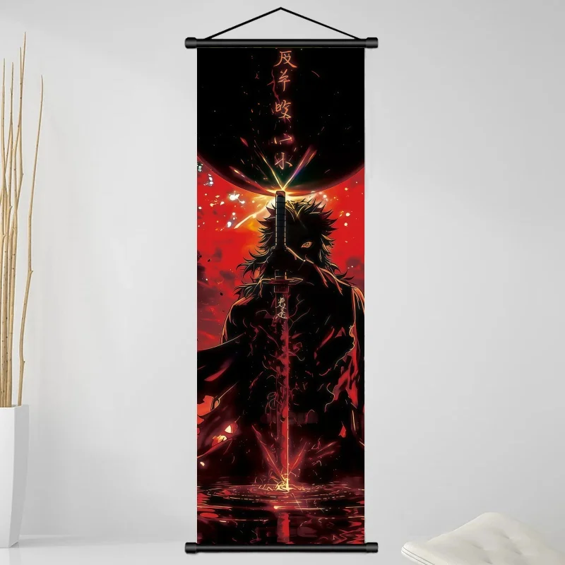 Demon Slayer Kyojuro Rengoku HD Print Anime Fabric Wall Art Scroll for Fans Bedroom Gaming Room Living Room Home Decor view 4