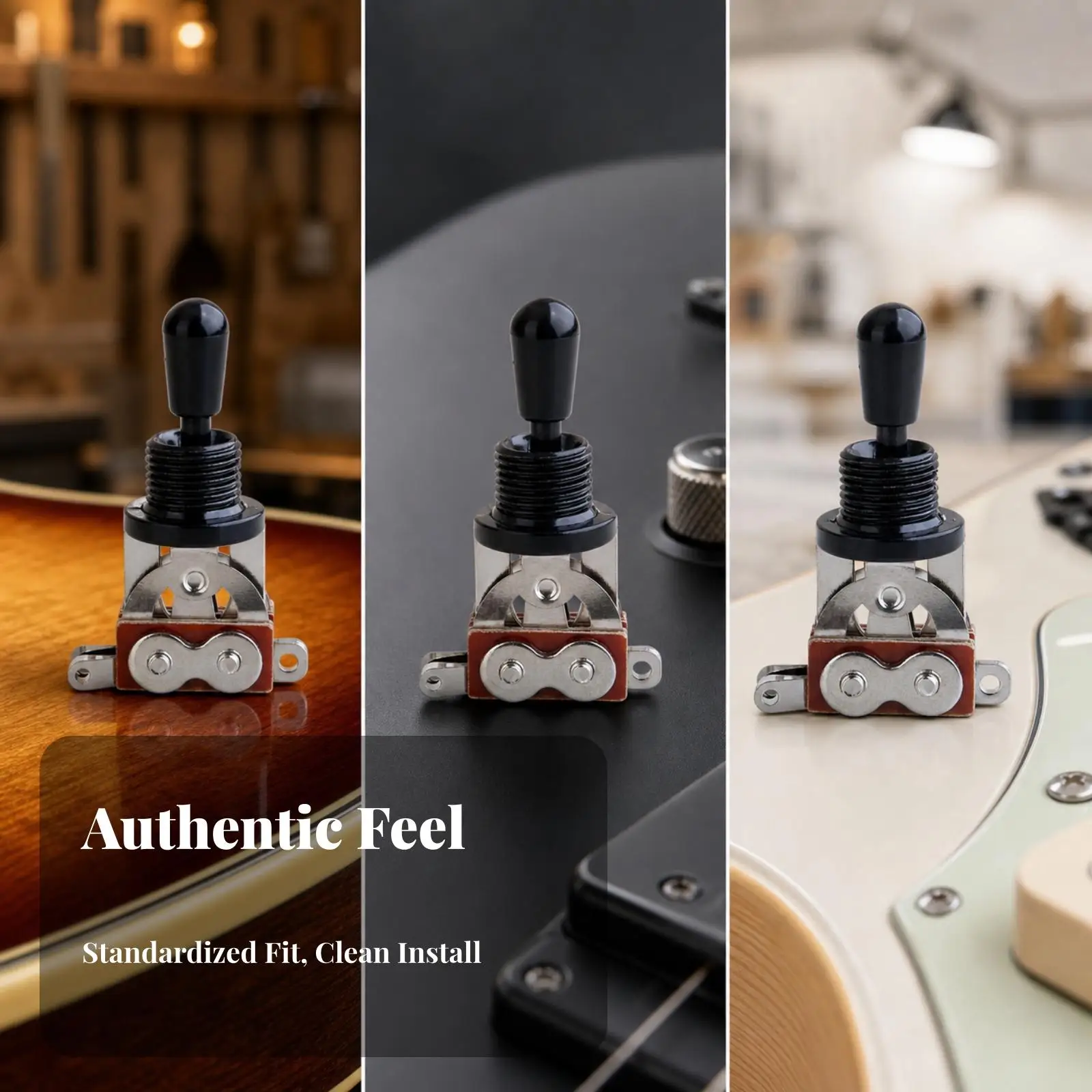 3xThree-Position Guitar Toggle Switch Screw Terminals, Threaded Mounting Section, Electric Guitar Toggle Switch