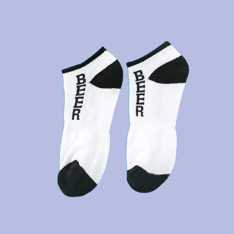 Calcetines deportivos de ocio para hombre, medias cortas con letras, boca baja, para correr, primavera y otoño, novedad de 5/10 pares