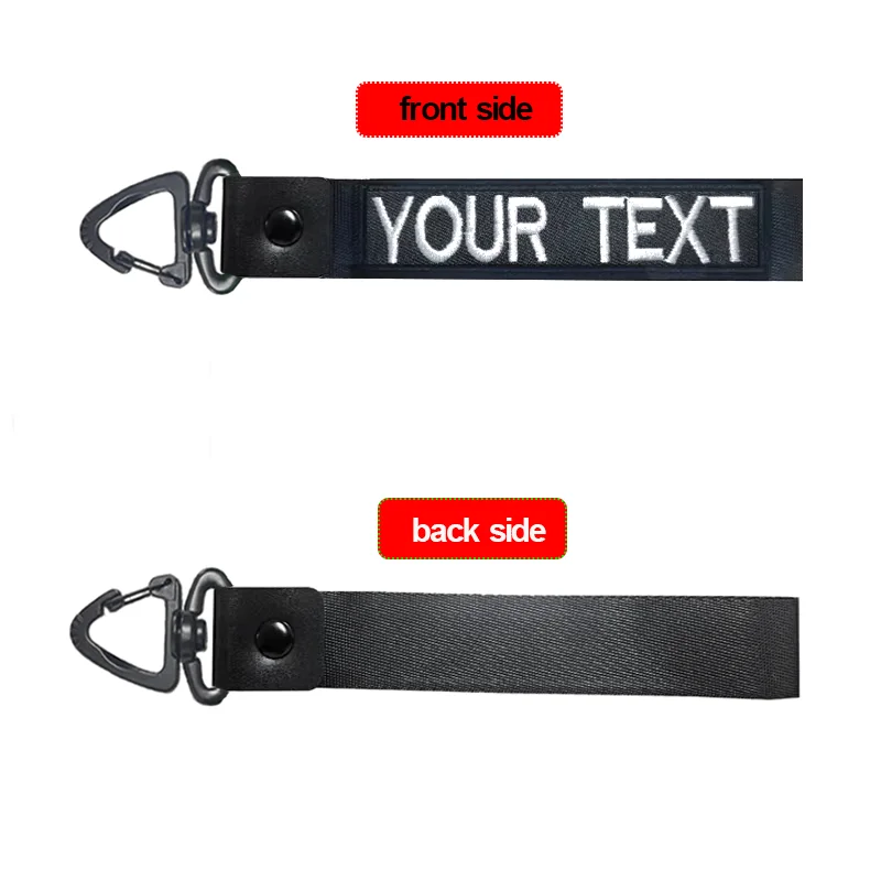 Custom Name Personalized Keyrings Rotary Triangle Buckle Embroidered Keychain Wrist Strap Car Key Tag