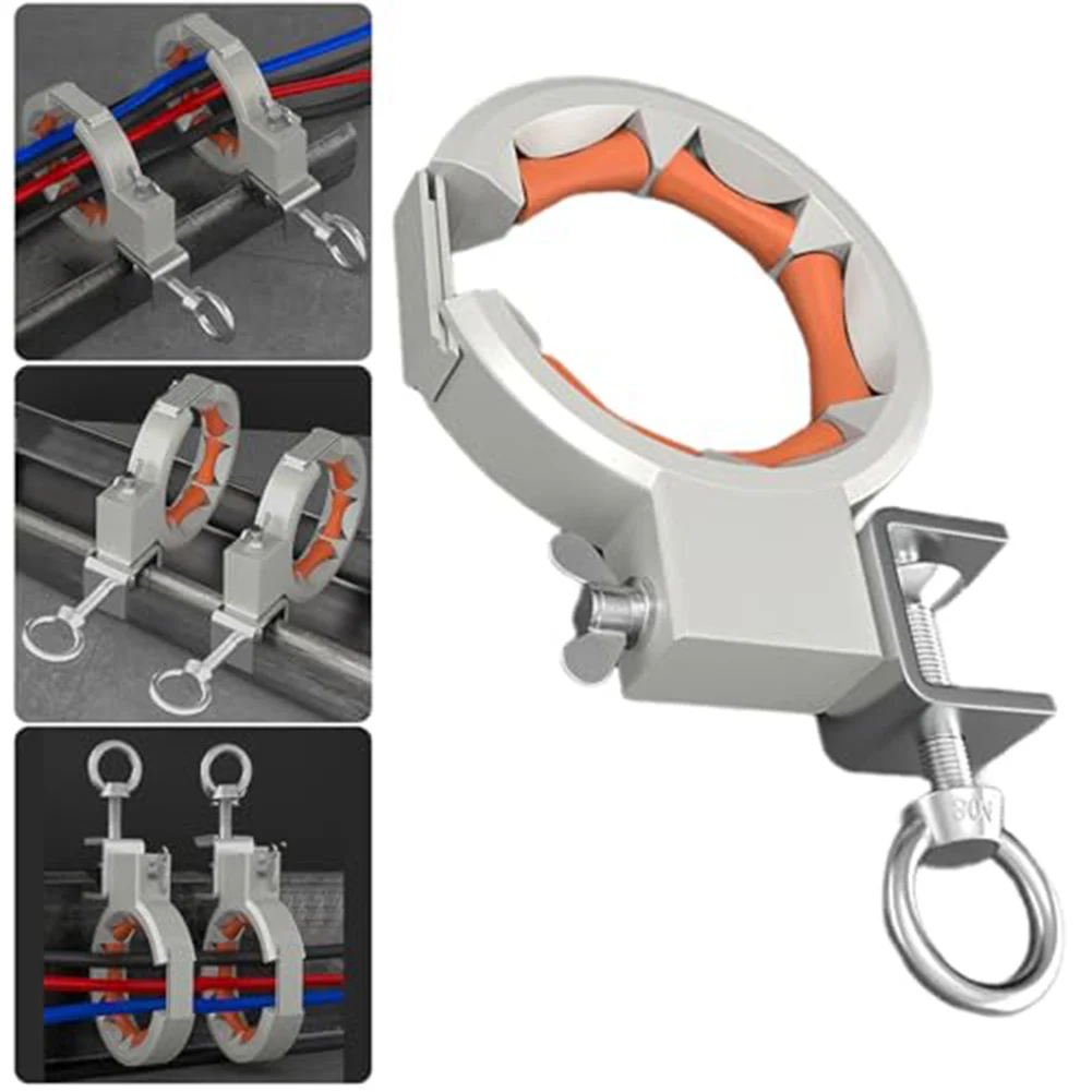 Heavy Duty Cable Pulling Roller 330° Adjustable Clamp 65mm Opening Stainless Steel Nylon Wire Routing Tool For Construction