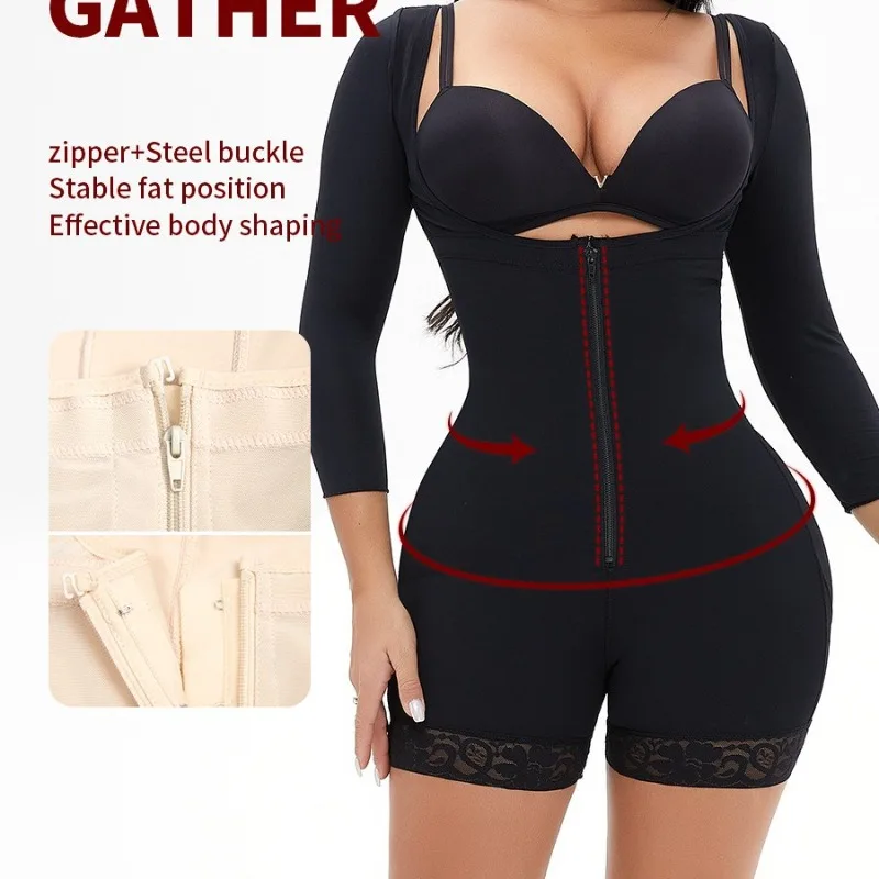 

Long Sleeve Adjustment Suspender Breasted Zipper Waist Closure Belly Buttocks Skinny Body Shapewear Waist Protection Belly Tuck