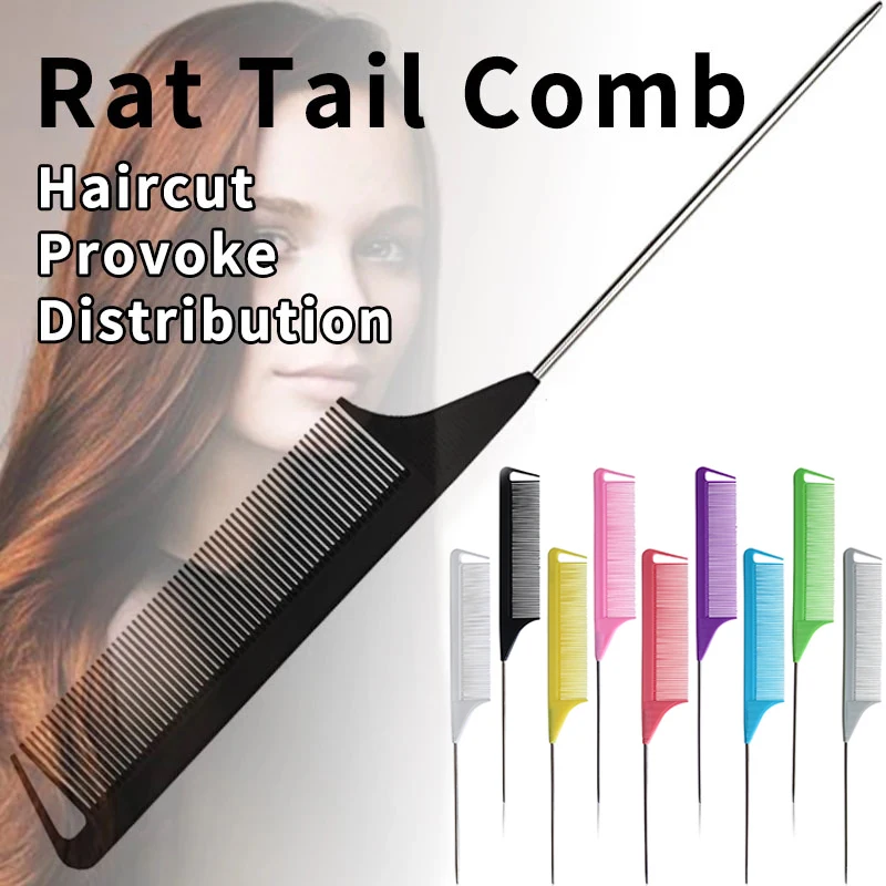 Professional Pointed Tail Hair Styling Comb Anti Static Hair Dye Brush Barber Steel Needle Pin Rat Tip Combs Barber Accessories