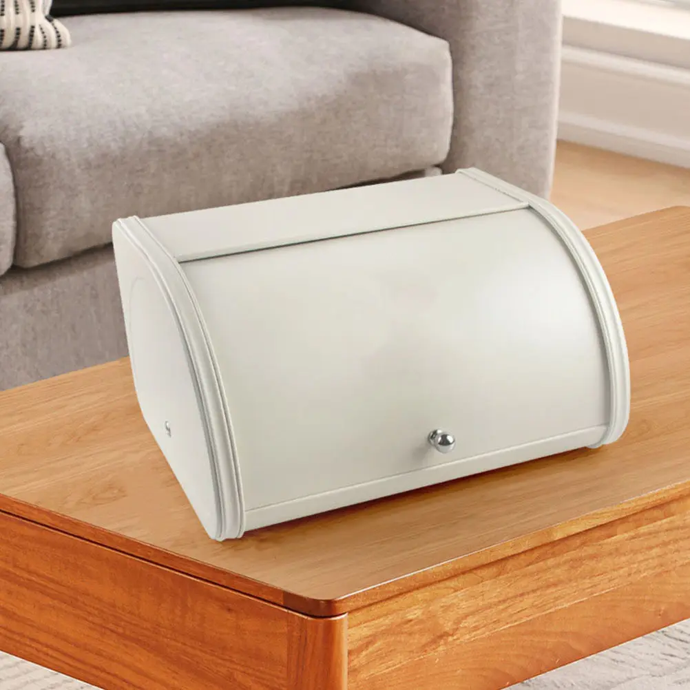 

Vintage Metal Bread Bin Farmhouse Bread Box Corner Holder Desktop Storage Container for Kitchen Bakery Coffee Shop