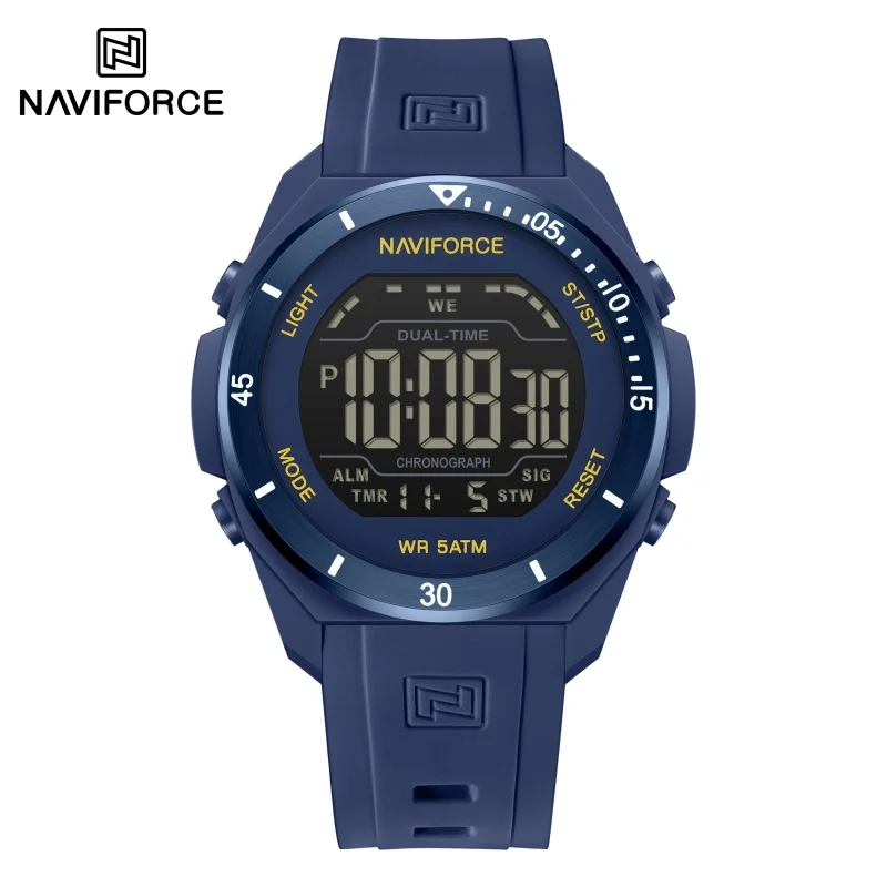 

NAVIFORCE Man's Watch 50M Waterproof Day Display Countdown Alarm Clock Silicone Strap Trendy Sport Wristwatch for Student NF7138