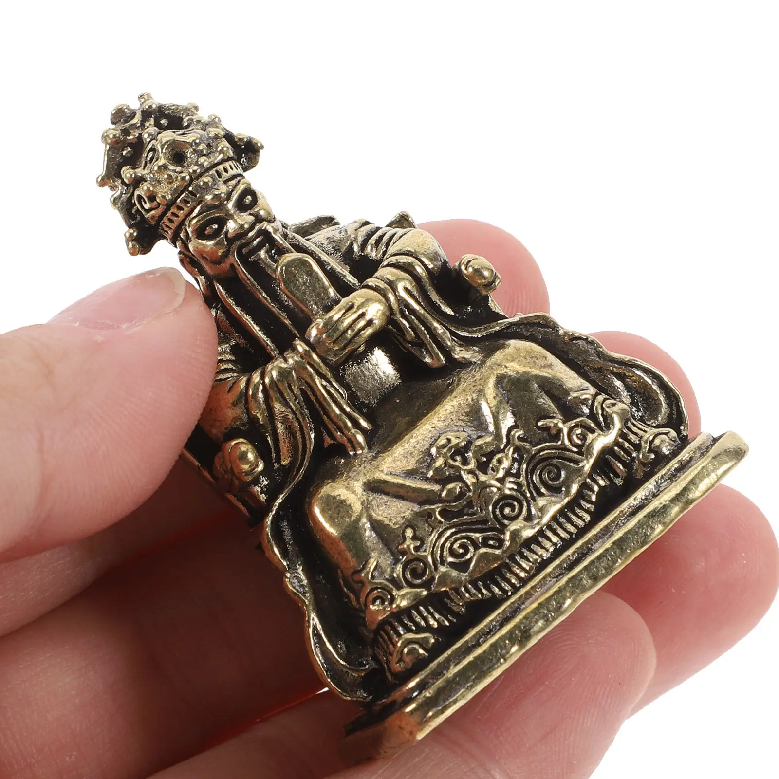 Detailed Brass Cai Shen Statue Feng Shui Wealth Sculpture for Home Office Desk Tabletop Decor Prosperity Good Luck view 3