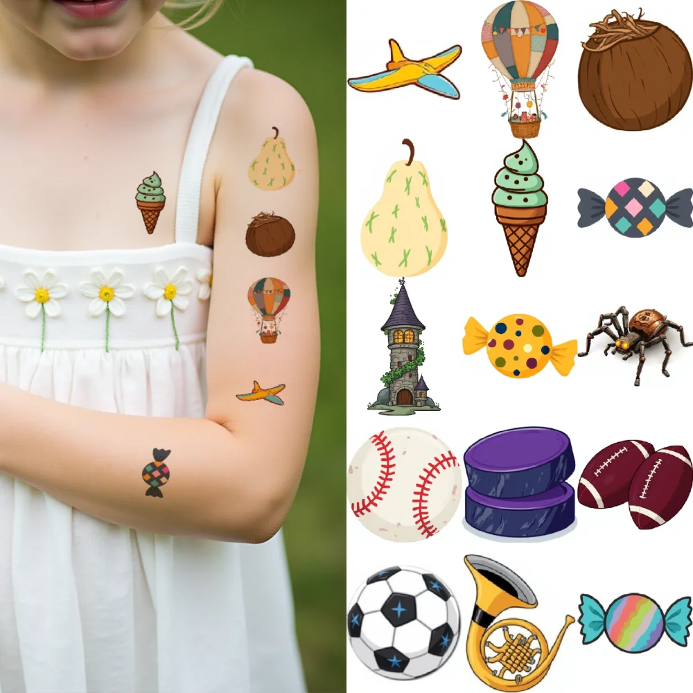 

54 шт., временные татуировки, плюшевые мишки, водонепроницаемые, долговечные наклейки для тела, дерево, робот, временные татуировки, наклейки, красочные конфеты для