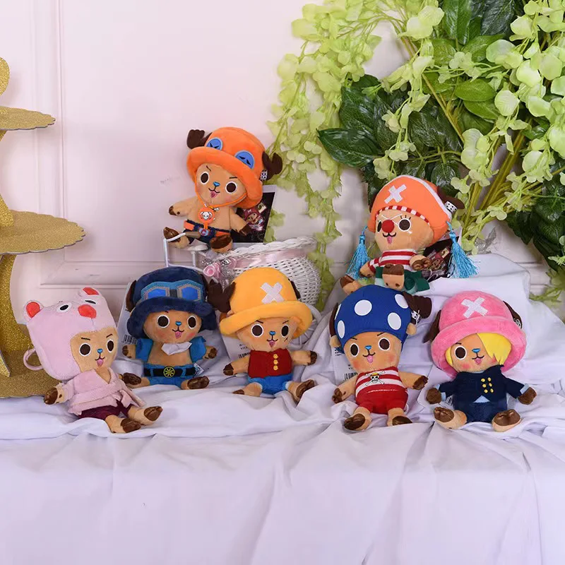 12cm Original One Piece Plush Stuffed Toys Luffy Chopper Sabo Ace Law Cartoon Anime Figure Cute Dolls Baby Birthday Kawaii Gifts