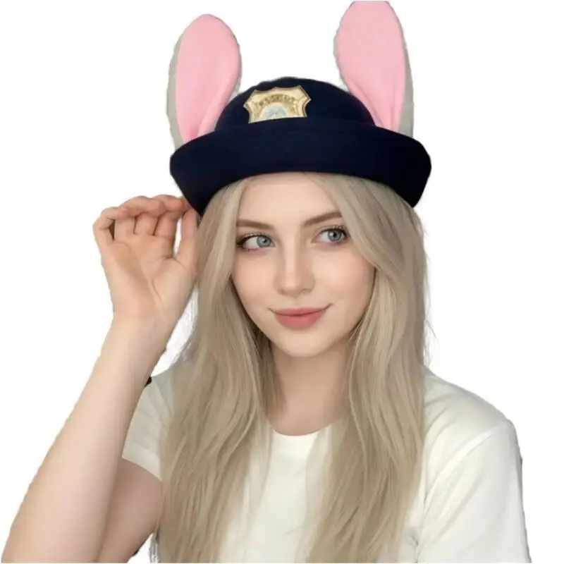 Judy – chapeau avec oreilles de lapin pliables, accessoires de Cosplay pour femmes et filles, Anime lapin policier, couvre-chef mignon, accessoires cadeau, nouvelle collection