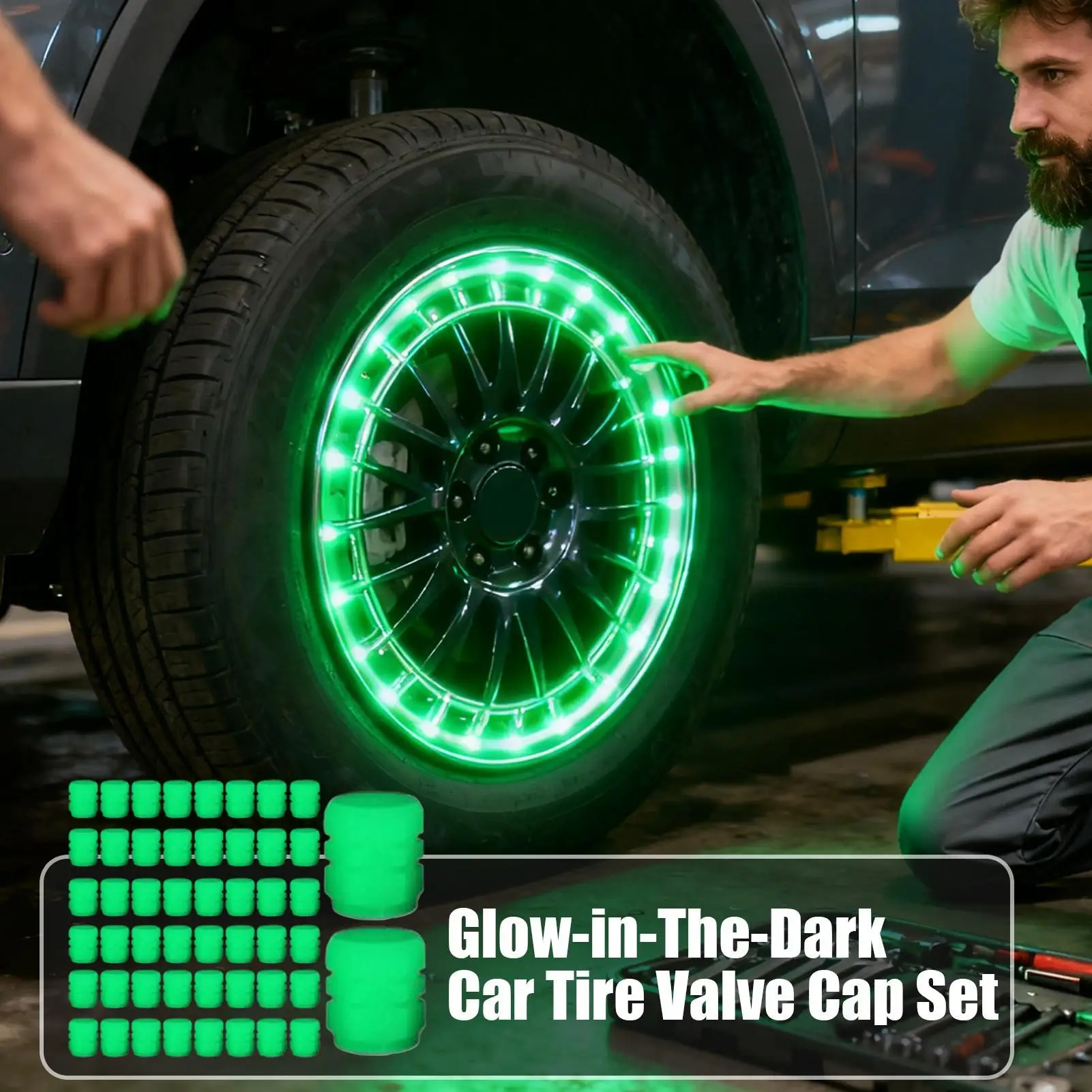 Bouchons de Valve lumineux fluorescents, bouchons de Valve de pneu de voiture de nuit, moto, vélo, décor brillant, buses de roue, bouchons de pneus, accessoires de voiture