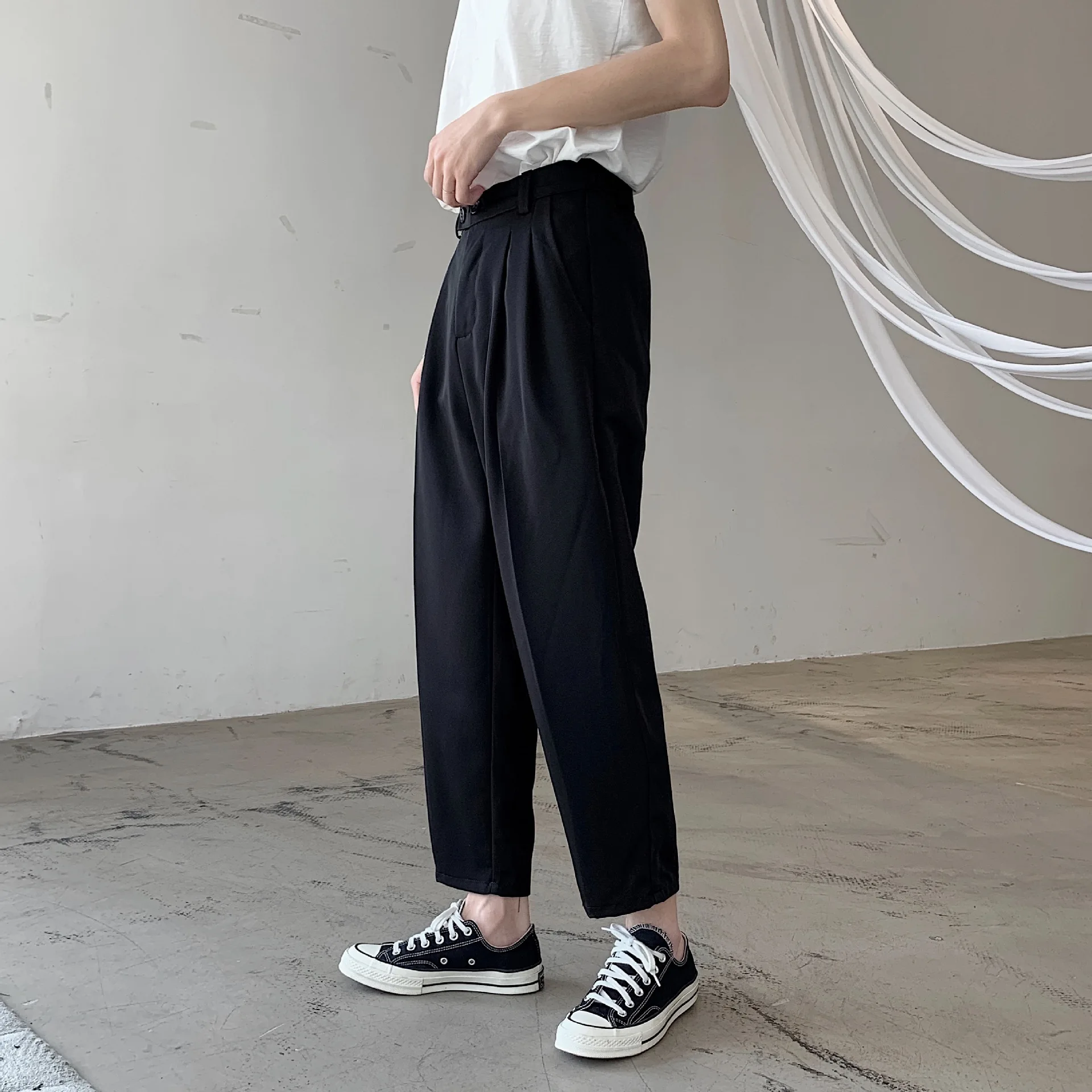 Costume tendance rétro pour hommes, pantalon occidental d'été coréen, nouveau Joker noir, pantalon droit, mode masculine, survêtement, pantalon de survêtement décontracté