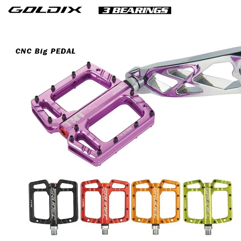 GOLDIX Ultralight 3 Bearing Pedal Waterproof Dustproof Antiskid CNC Pedal for MTB ROAD Bike Folding Bike Big Pedal