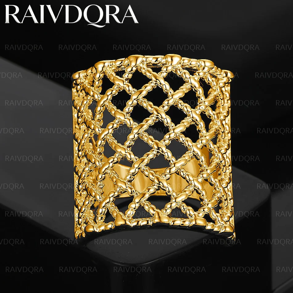 

18K Gold Plated Woven Mesh Ring For Women and Men Fashion Jewelry Charm Grace Party Birthday Gifts