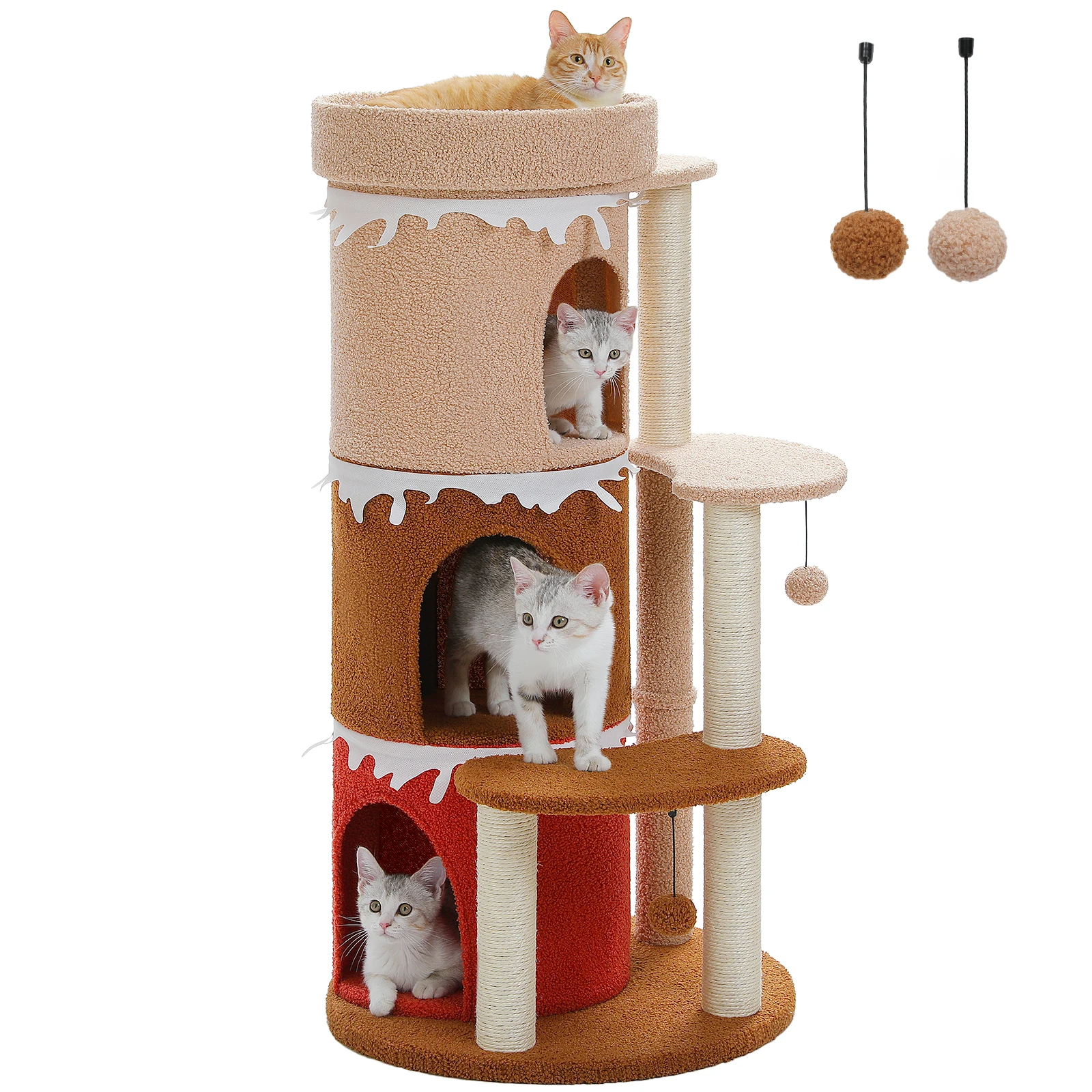 

43'' Cat Tree Tower for Large Cats with Large Top Perch Sisal Scratch Posts Ideal for Indoor Cats Perfect Gift Cat Condo House
