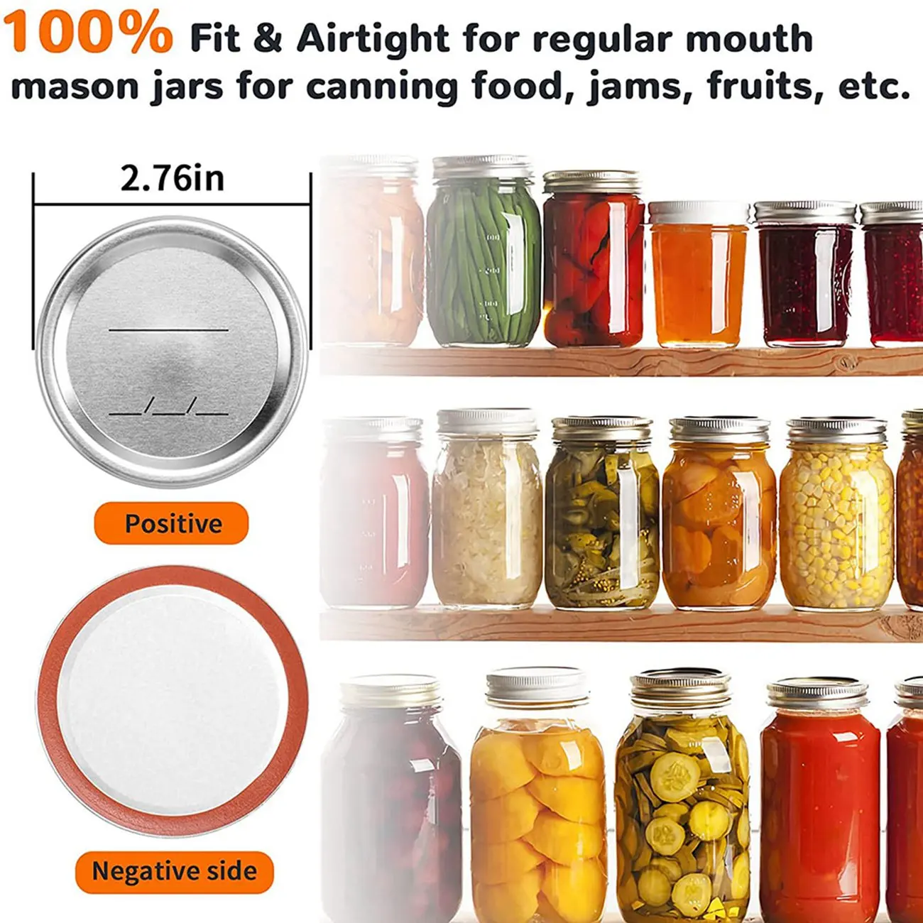 100Pcs 70mm Regular Mouth Canning Lids for Ball,Jars Split -Type Metal Jar Lids for Canning,for Regular Mouth Jars