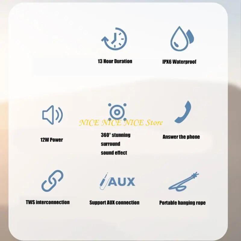 

E0BB Wireless Speaker IPX6 Waterproof 13H Working Portable Birthday Gift for Camping