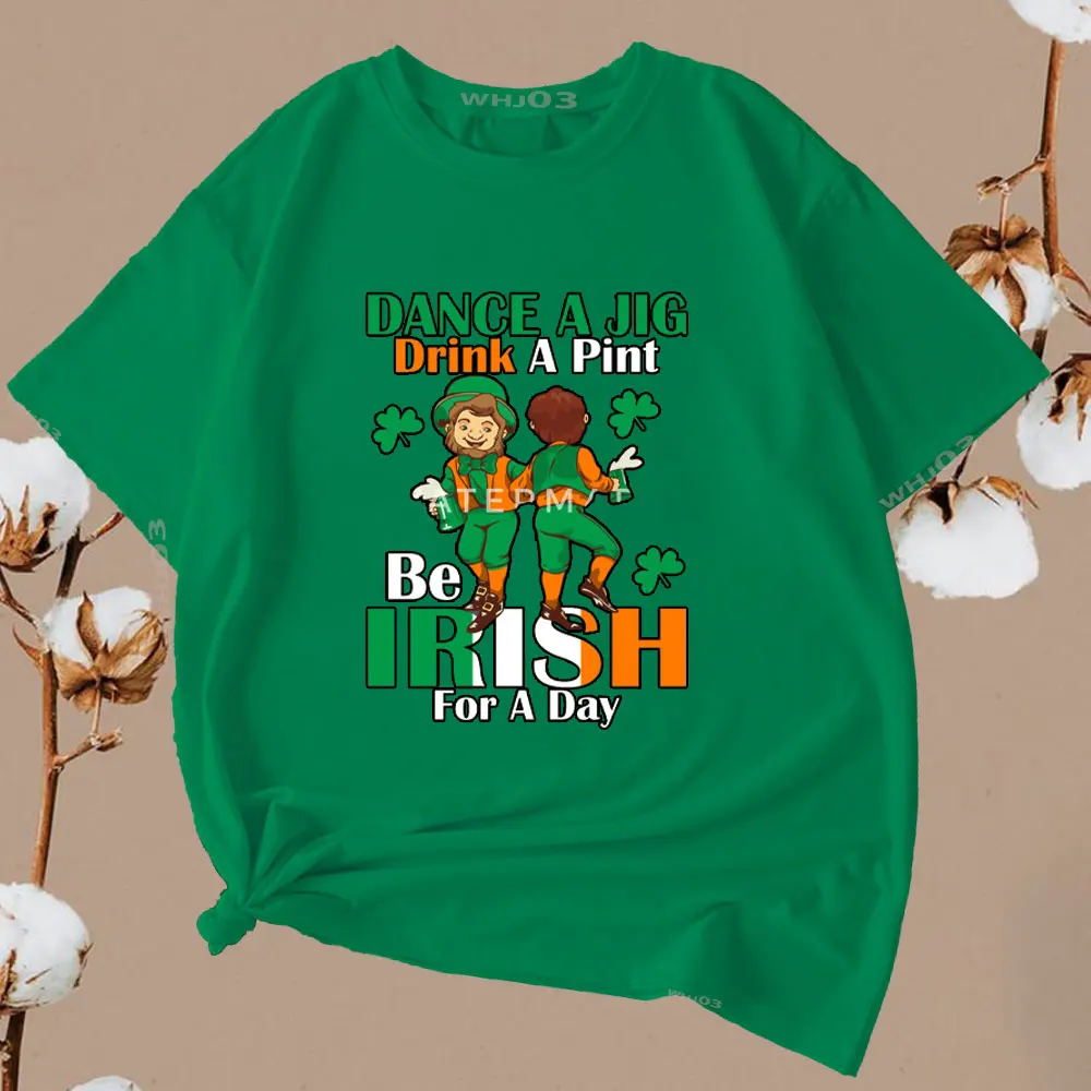 Irish Drinking Team Printed T-shirt Ireland Tee Saint PADDYS St Patricks Day Dark Gray 1 Woman Man Cotton Tshirt