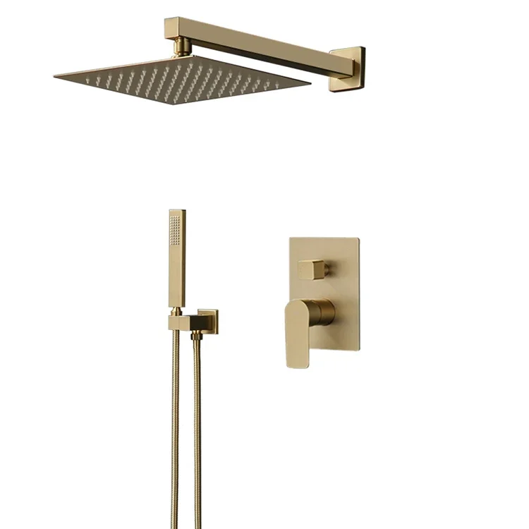 YYHC-Built-in shower faucet set bathroom brushed gold rain shower set