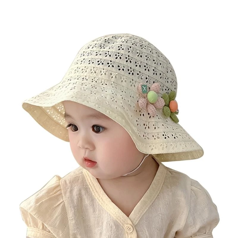 

J15U Baby Basin Caps Sun Protections Sunhat Girls Bucket Caps for Summer Daily Wear