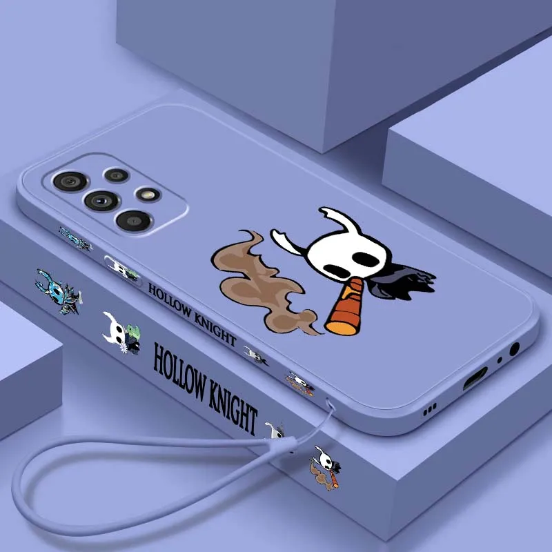 Cartoon The-Hollow Knight For Samsung 20 10 A72 A71 A56 A55 A54 A53 A52 A51 A42 A41 A36 A35 A34 Liquid Left Rope Phone Case
