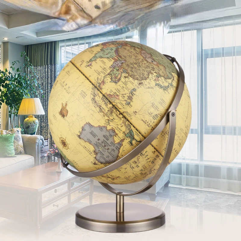 Rotating Globe Model, Retro Luminous Globe, Large HD Decoration Students with High End Crafts, Geography Educational Supplies