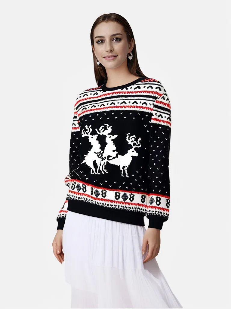 Men Women Funny Humping Reindeer Xmas Sweatshirt Christmas Climax Sweater Unisex Pullover Ugly Christmas Sweaters Jumpers Tops