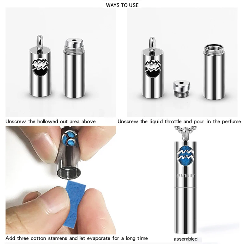 اثني عشر كوكبة الروائح الناشر الضروري النفط قلادة قلادة الفولاذ المقاوم للصدأ جديد الروائح قلادة المتخصصة المعلقات #4