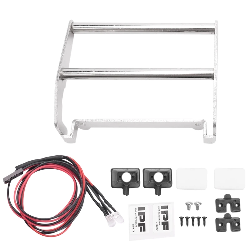 

ABJL-Metal Front Bumper With Led Light For 1/10 RC Crawler Traxxas TRX4