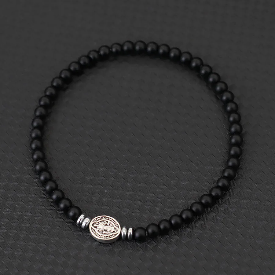 Bracelet de perles fait à la main pour hommes, nouveau Design, rétro, le symbole saint, méditation, guérison, yeux de tigre, Howlite, 4mm