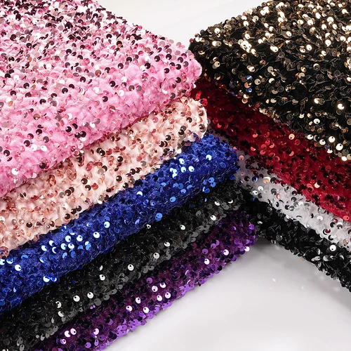Imagen 2 del producto Vestido de noche de tela de lentejuelas por yardas, vestidos de boda reflectantes de terciopelo para niños, telas para ropa, fiesta, eventos especiales para mujeres