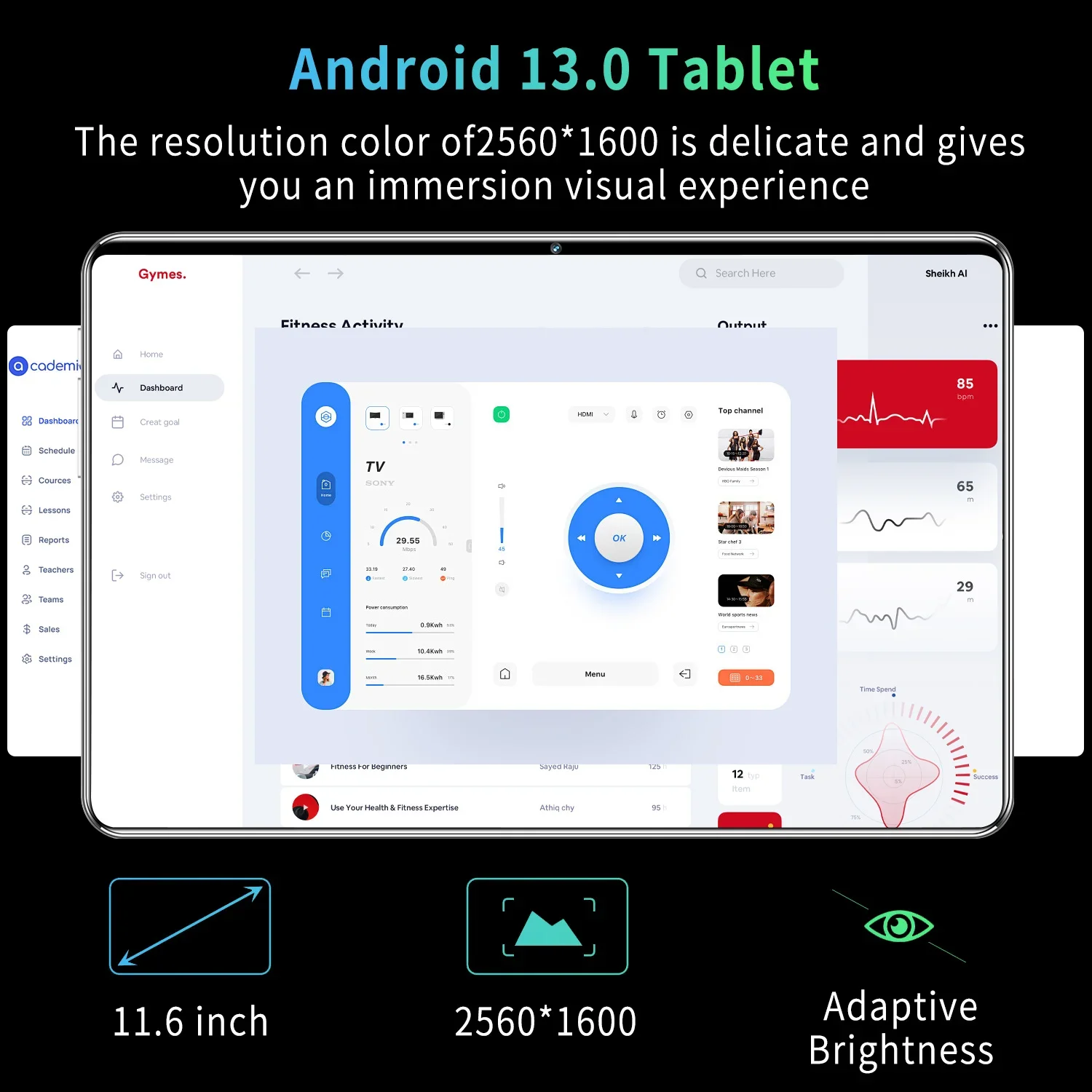 Tablet de Rede Bluetooth Android 13.0, 16GB RAM, 1TB ROM, 16MP, 32MP, 12000mAh, 10Core, WiFi, Novo, 11.6 \