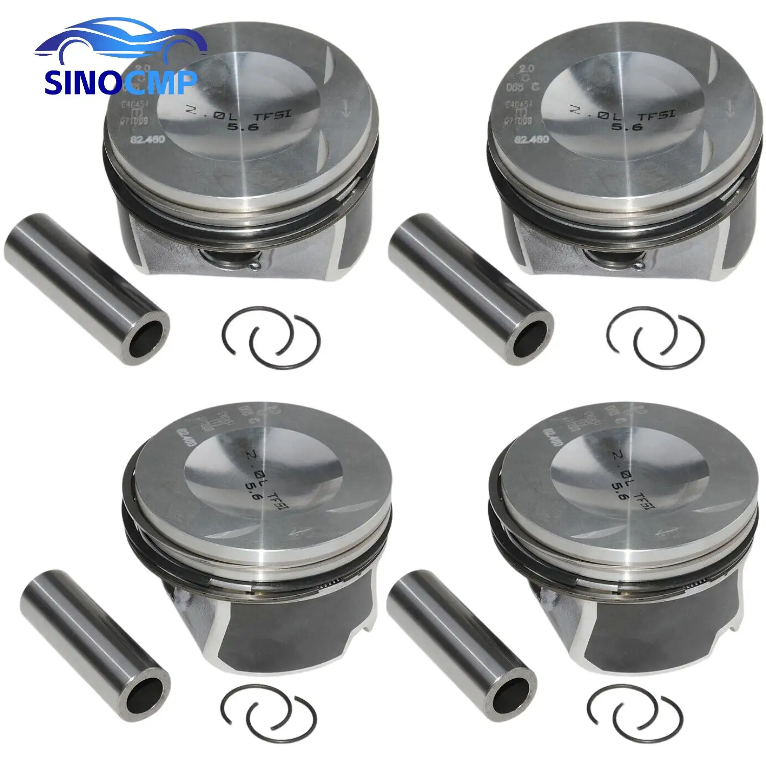 4pcs EA113 06D107066C 06D198151B 06F198151A Pistons & Rings Φ20mm 82.5mm for Audi A3 A4 A6 VW Passat Jetta Golf EOS 2.0T